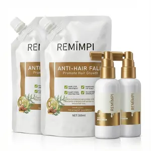 REMIMPI Complete Hair Routine Set | 2 Shampoo + 2 Hair Tonic | Anti Hair Loss & Hair Thickening System with Ginger, Ginseng & Herbal Extracts