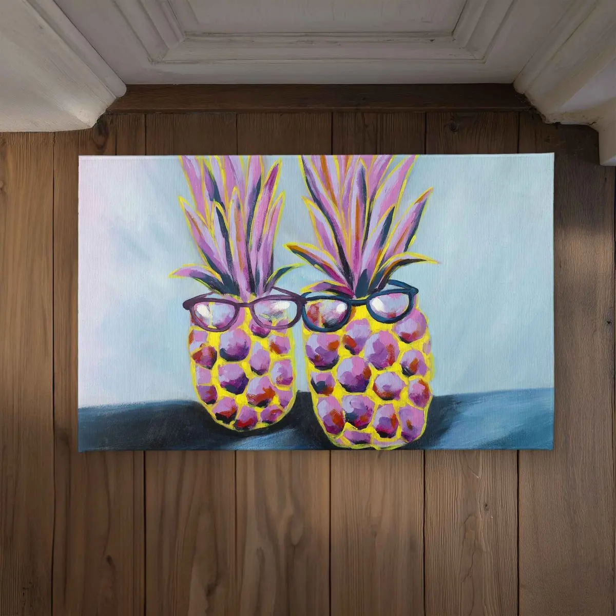 Begin Home Decor CODM2134CUG3KH 21 x 34 in. Funny Pineapples with Sunglasses Door Mat - Home Decor