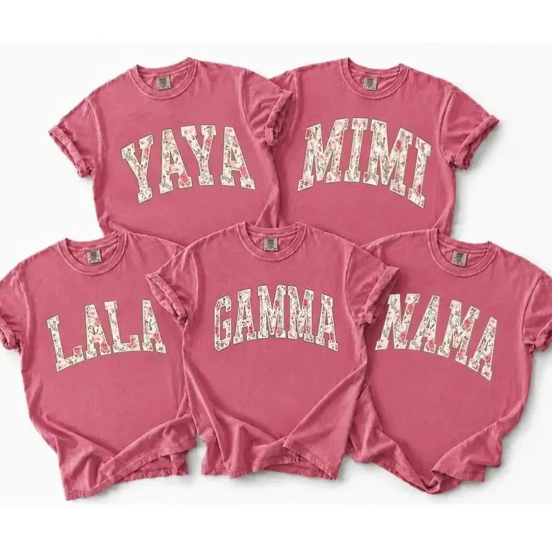 Comfort Colors Floral Mama, Custom Retro Pink Roses Grandma, Nana Gigi Mimi Grammy Lala Mother's Day T-shirt, Soft Garment-Dyed Premium Cotton USA	