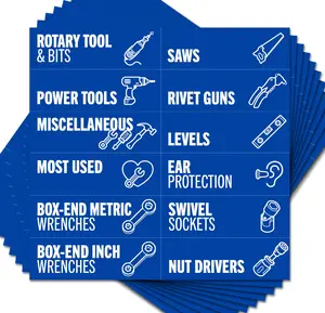 Toolbox Organization Magnetic Labels - 80 Large, Tool Chest Organizer Labels with Strong Magnets & Easy to Read Printing - Fits All Brands of Steel Tool Box Drawers (Blue 3.125 x 1.0 Inches)