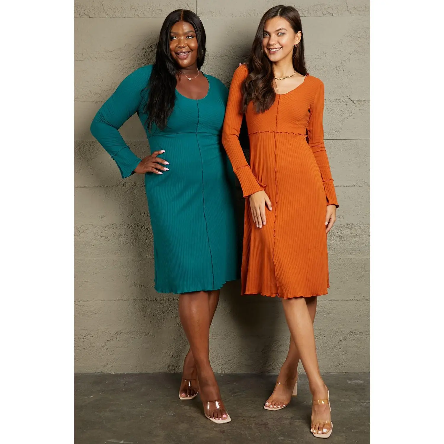 Culture Code Full Size Chevron Upper Bodycon Midi Dress