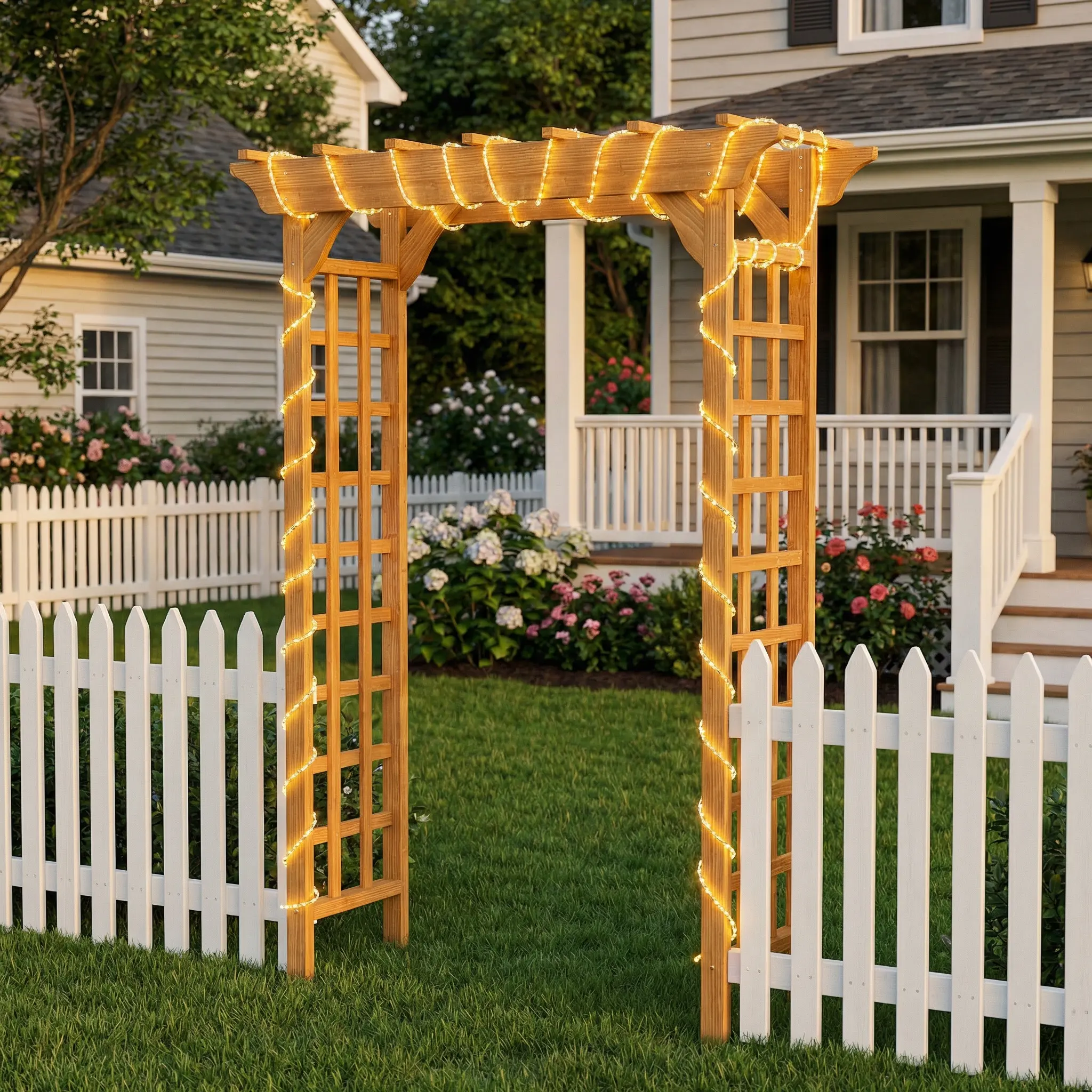 Solid Wood Arbor - Outdoor Decor with Natural Look & Arbor Shape, Plant Trellis for Climbing Plants, Multi-Use for Wedding Ceremonies, Garden Backyards