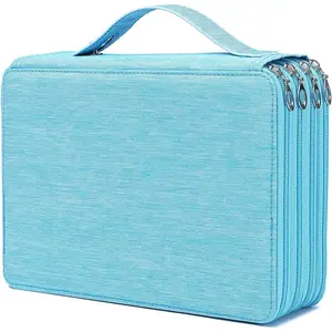 200 Slots Colored Pencil Case - Deluxe Oxford Fabric Pencil Organizer Holder With Zipper Closure Large Pencil Box for Colored Pencils Watercolor Pencils,Blue
