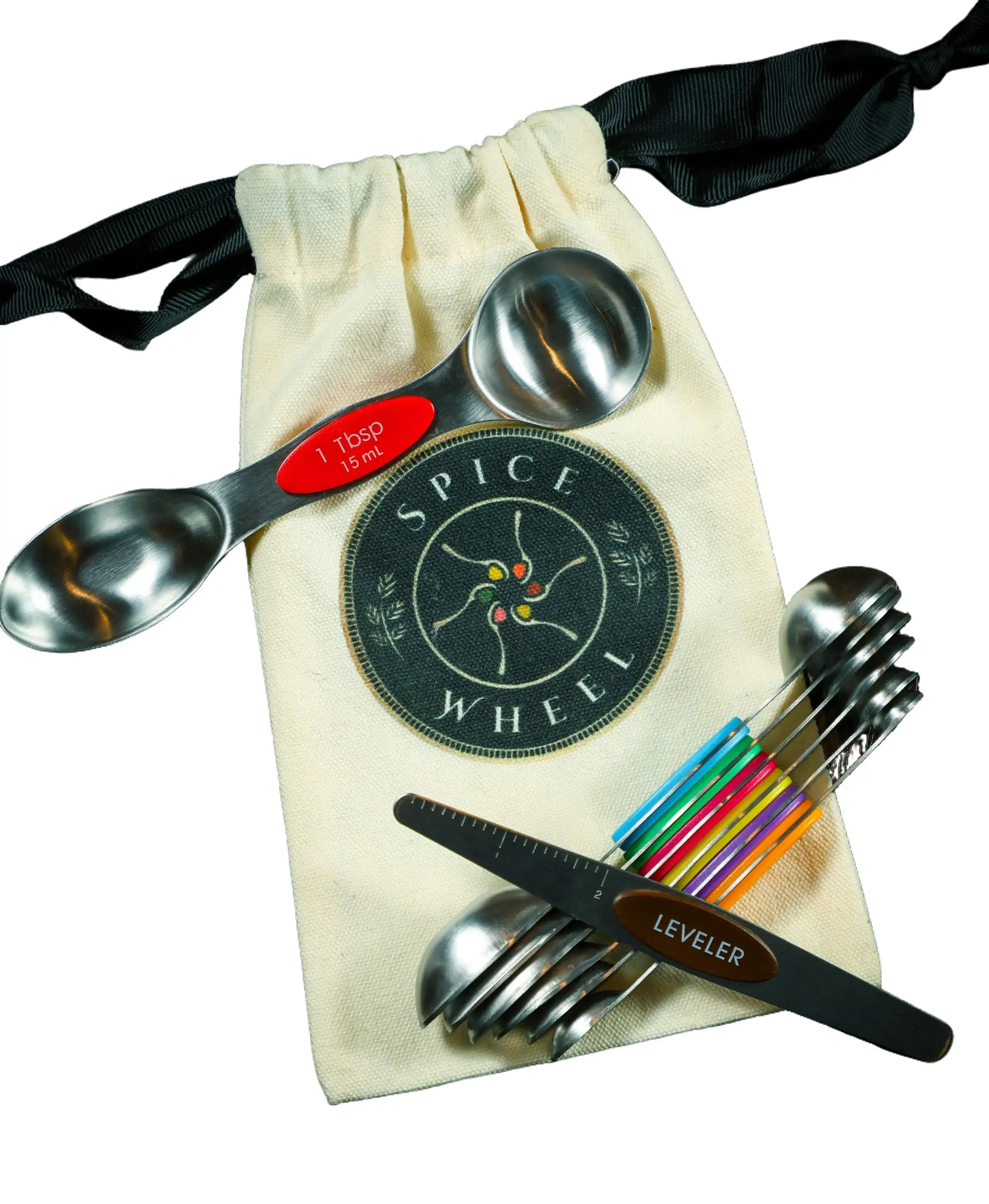 Magnetic Spoons with leveler and Canvas Gift Bag Kitchen Measuring