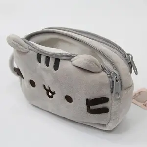 Adorable Gray Cat Plush Pen Case, Makeup Bag, Outdoor Sports Clutch Organiser