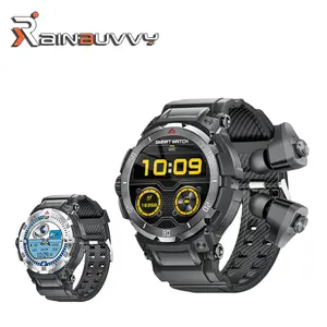 Rainbuvy GT100 Pro 1.46-inch Smartwatch TWS BT Earphones 2-in-1 NFC 100 Sports Modes Dual-Call Watch Black