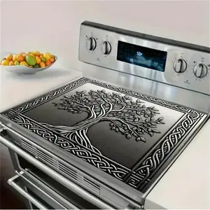 2DFlatTree Of Life Pattern Gas Stove Cooktop Panel Protector Cover, 1 Count Heat & Scratch Resistant Stove Top Protector, Multipurpose Cooktop Cover for Flat Top Oven, Stove Plate