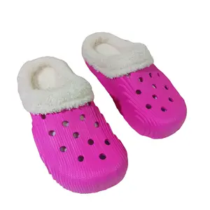 Women’s Winter Fleece-Lined Clog Slippers, Cozy Warm House Shoes with Plush Collar, Closed Toe Slip-On Indoor Outdoor Home Sandals, Lightweight Cushioned Thick Sole, Textured Outsole, Soft Cozy Mules for Bedroom Bathroom Travel and Daily Wear