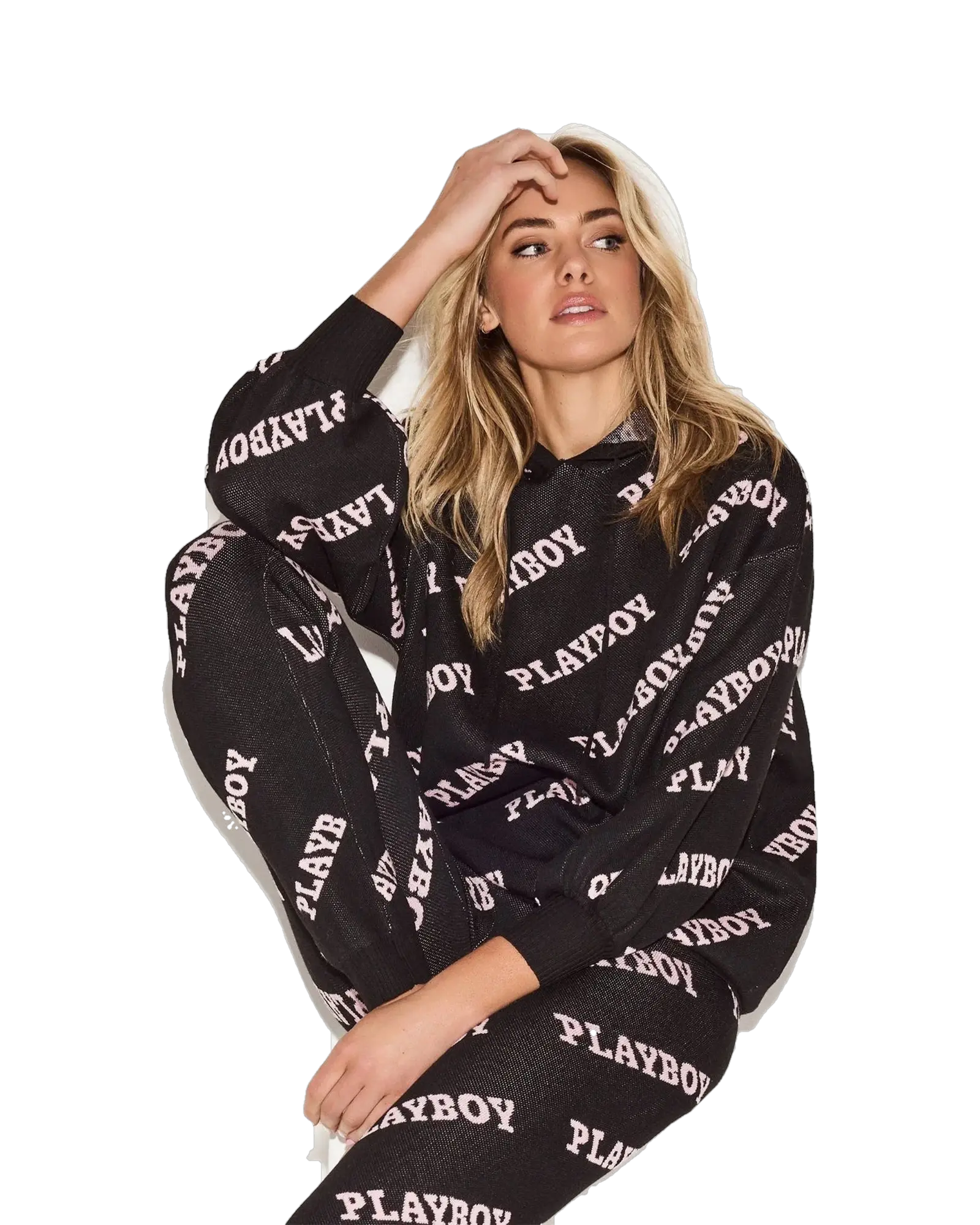 Playboy Women's Playboy Masthead Intarsia Knit Hoodie