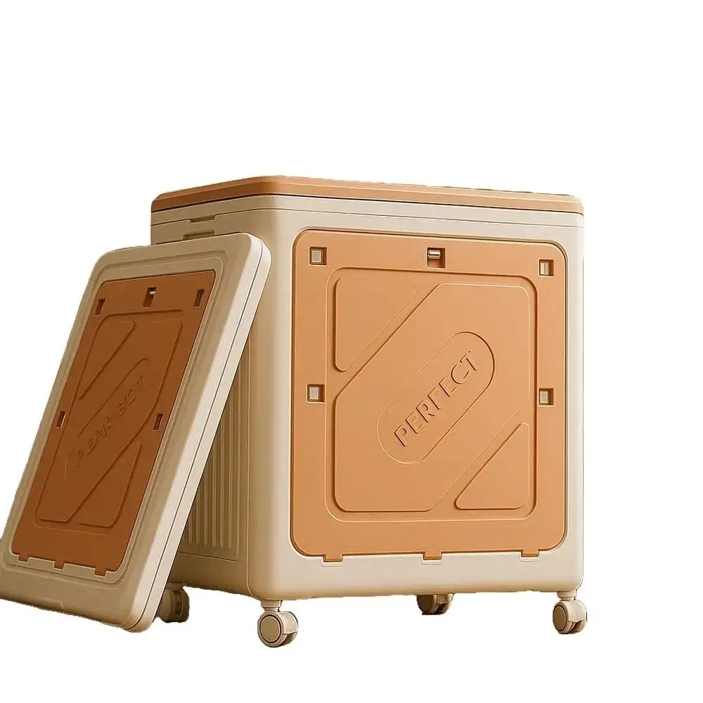 Colourtree Foldable Clothes Storage Bin with Lid Large, Closet Storage Organizer Container with Wheels for Home Living Room Bedroom