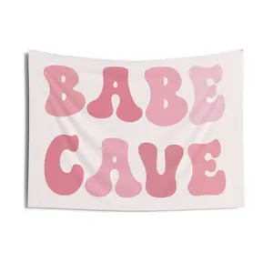 Babe Cave Sign Babe Cave Tapestry Teen Room Decor Play All Day Sign Nursery Tapestry Playroom Wall Decor Teen Decorative Light Peachwall decor flags