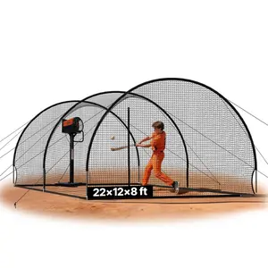 VEVOR Baseball Batting Cage, 22.2x 12.1x 7.9 FT Freestanding Portable Batting Cage, Hitting Cages with 4-Ply Knotless Polyester Pitching Machine Opening, Battings Cages Netting for Indoor Outdoor