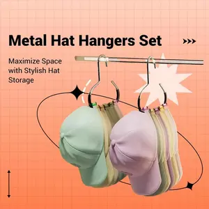 Solid Color Hat Hanger, 3 Counts/set Multifunctional Metal Hat Storage Rack, Space Saving Hat Organizer for Home Closet Bedroom, Hanging, Organizing, Hat Hooks Storage, Portable Hook Sets, Hat Hanger Holder