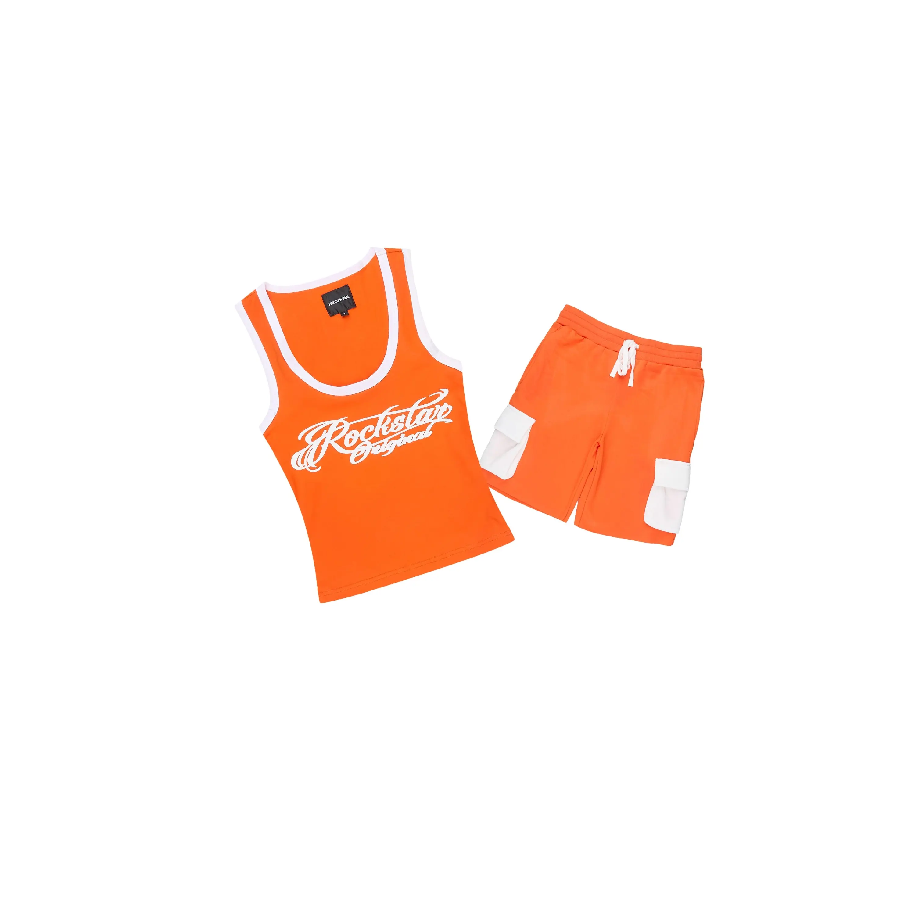 Charise Orange Tank Cargo Short Set