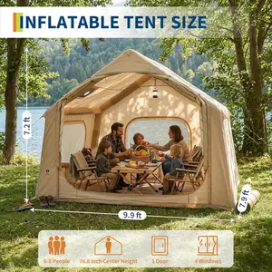 Garvee Large Inflatable Camping Tent for 4–6 People – Fast Setup with Hand Pump, Weather-Resistant, Portable Waterproof Outdoor Hiking Shelter – 8 Square Feet