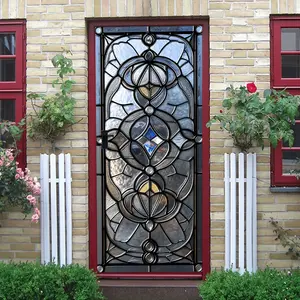 2pcs European Retro Church Stained Glass Decorative Wall Stickers Self Adhesive Window Stickers for Living Room Bedroom Art Glass Decals Removable No Residue Classical Pattern Glass Film Home Decor Sti