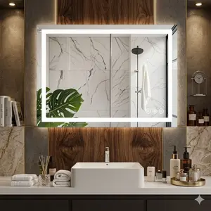 20"x 28" Lighted Anti-fog LED Bathroom Vanity Mirror with Dual Light Source and Three Lighting Modes, White
