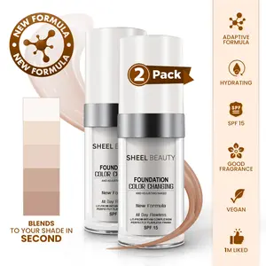 Sheel Colour Changing Foundation 2 Pack | Flawless BB Cream Makeup Base | SPF15 Sunscreen | Full Coverage, Moisturizing, Oil Control | For All Skin Tones