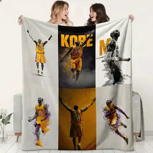 Basketball Star Theme Flannel Blanket, Custom Image Blanket, Kobe Memorial Soft Plush Throw, Lightweight Cozy Blanket, Multifunctional Gift for Office, Sofa, Travel, All Seasons, Inspirational Blanket