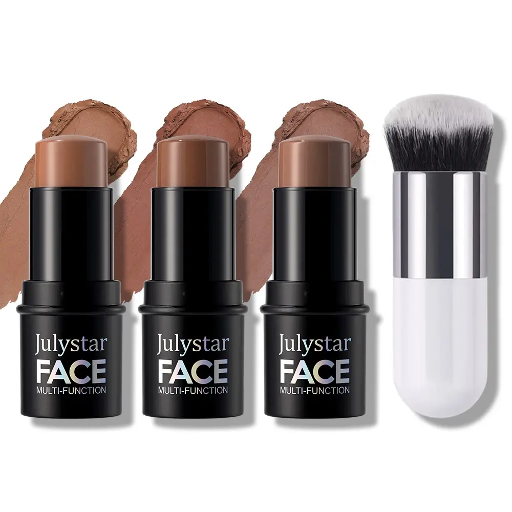 Sculpting Face Contour Stick, Multi-Purpose Contour Highlight Stick, Long Lasting Waterproof, Easy to Blend, Smooth Texture, Contour Kit with Brush, Highlighting Stick, Sculpted Face Stick, Facial Contouring Makeup