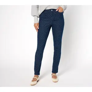 Denim & Co. Regular Classic Denim Slim Straight Printed Jean