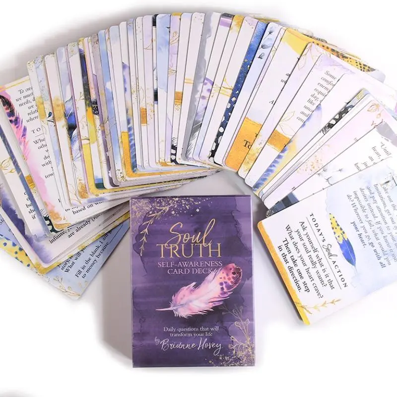 Soul Truth Self-Awareness Tarot Card Deck, Tarot Card Set, Tarot Card Game, 55 Cards for Personal Growth, Intuitive Guidance for Tarot Enthusiasts, Perfect Gift Idea, Durable Tarot Cards