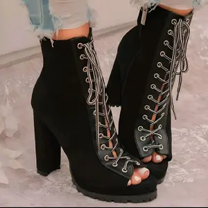 Trista open toe lace up booties