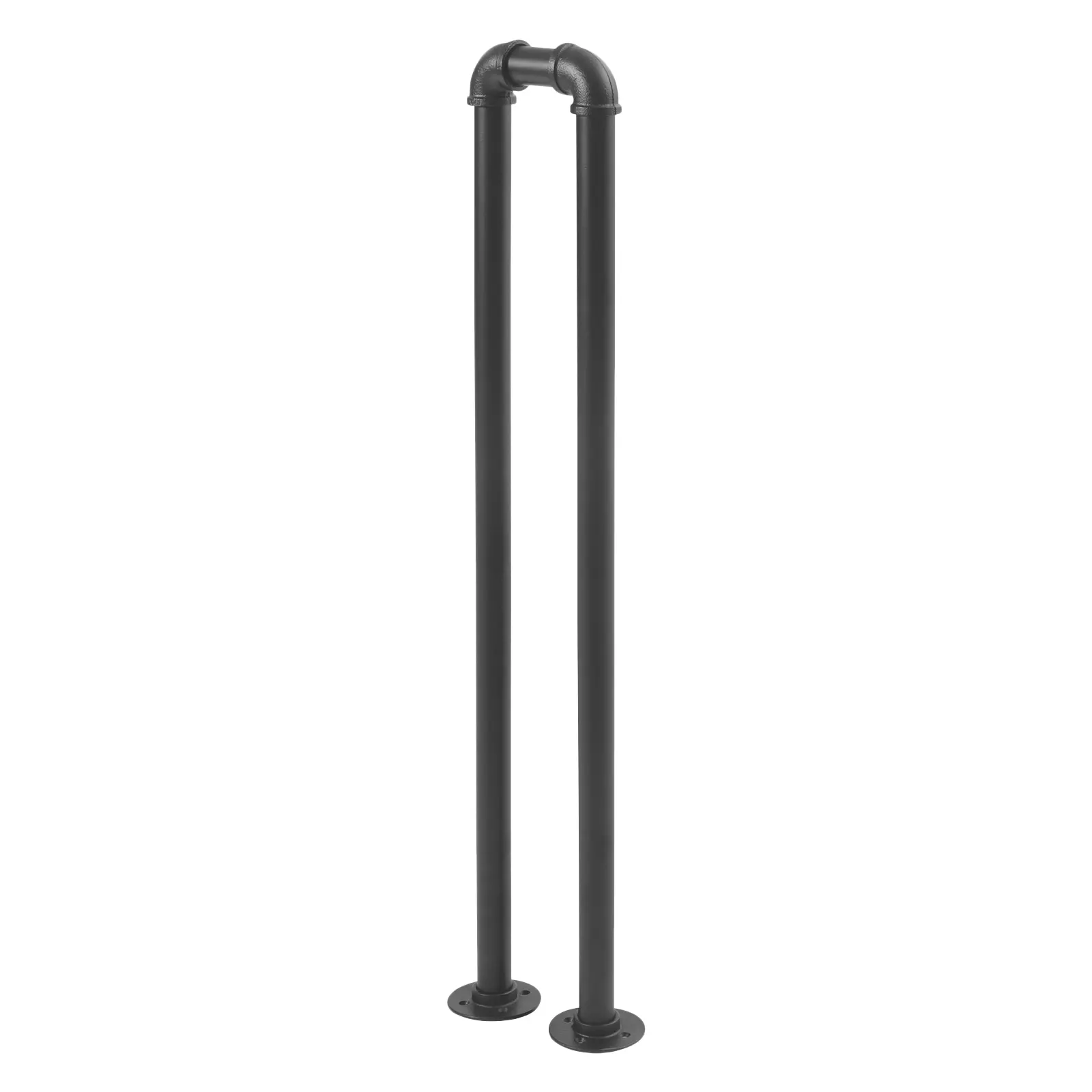 Polished Finish U-Shaped Steel Tube Stair Handrail, Anti-Rust Black, 85cm Height, 81.5*10*9.5cm Dimensions, 50kg Load Capacity, Floor-Standing, Easy-Installation for Porch & Home Use on Cement/Stone/Wood Floors, U-Shaped Stair Handrail