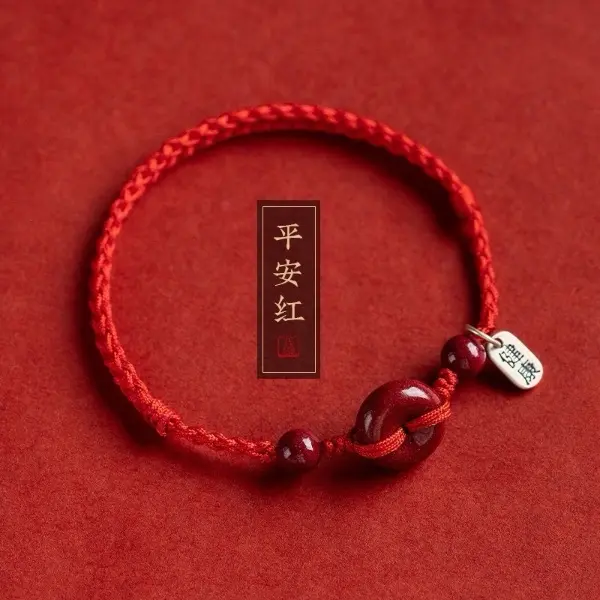 Healthy buckle red string bracelet hand-woven peace and health bracelet cinnabar bracelet