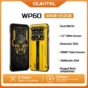 OUKITEL WP60 5G Rugged Phone, 7.2" Display with 120Hz Rugged Smartphone Unlocked, 48GB+512GB 2TB, 10000mAh/33W Fast Charging, IP68/IP69K Waterproof Cell Phones, 108MP Camera, Gemini AI/NFC/GPS/T-Mobile