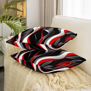 Feelyou Red and Black Striped Throw Pillow Covers - Modern Abstract Art Accent, Decorative Cushions for Couch, Sofa Soft Furnishings Accessories