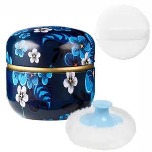 Powder Puff and Powder Container for Body Dusting Powder Case with Puff for Baby and Women,Loose Powder Containers with Puff for Travel (Blooming season1.0)