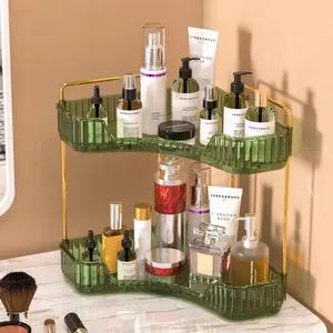 Corner Bathroom Organizer with Perfume Tray - Ideal for Storage and Organization - Perfect for Bathroom Boxes,Green