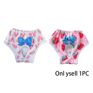 Cute Strawberry Bow Print Pet Diapers, Pee Pads, Anti-Disturbance Underwear for Small/medium Dogs and Cats, Comfortable Pet Apparel