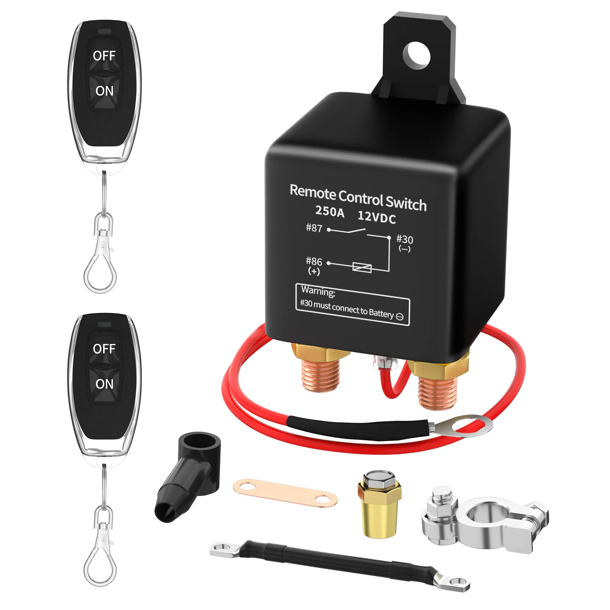 Eunik Remote Battery Disconnect Switch 12V Battery Kill Switch for Car, 200A Upgraded Remote Control Battery Negative Cut Off Switch Anti-Theft Prevent Battery Drain Isolator for Truck, RV 360A Starting Carbon Smart Covers  Engine Glass Outboard Motor