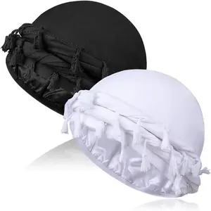 2 count Satin Lined Turban Silky  Wraps for Men with Long Twist Straps, Halo Turban Mens Turban  Scarf for Hair（gift）