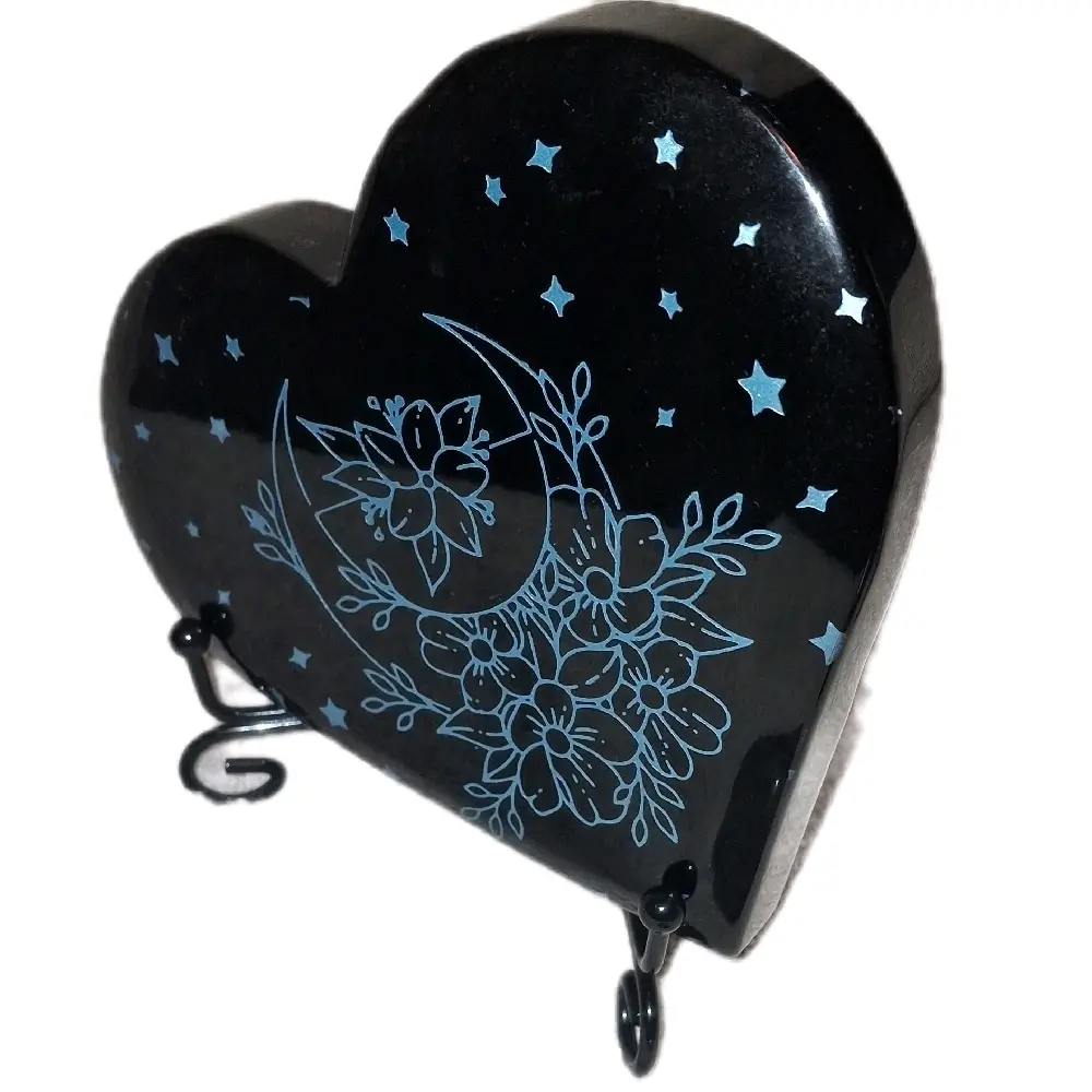 Black Obsedian Crystal Heart Natural Stone