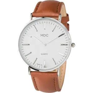 MDC Mens Minimalist Wrist Watch, Genuine Leather Watches for Men, Ultra Thin Quartz Analog Wristwatch, Dress Casual Business Style