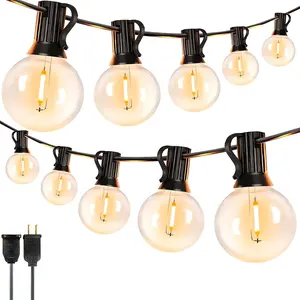 DAYBETTER Outdoor String Lights, 10-100 feet, G40 LED Patio Lights, Plug-in, Plastic Edison Bulbs (with spare bulbs), Waterproof Connectable to Pendant Lights, Suitable for Backyards, Porches, Balconies, Party Decorations, E12 Base, Garden Accessories