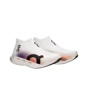 Elite Marathon Racing Shoes, White and Pink Gradient Colorway, Laceless Design