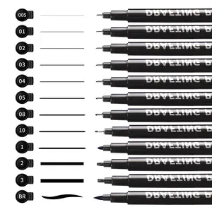 12 pcs fineliner pens, art pens, fine liner pens black, drawing pens, sketching, art supplies, micron pens, artist pens, black felt tip pens  set - Acid free, stain proof and light fast, perfect for children, artists, technicians.