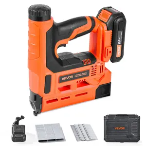 【DealsForYouDays】VEVOR Cordless Brad Nailer - 2-in-1 18 Gauge 1-1/4 in Nail Gun & Staple Gun with 500 Staples, 500 Nails, Battery, Charger, Non-Slip Grip for Woodworking DIY, Construction, Remodeling (Power Tools, Batteries Included, Secure Packaging)
