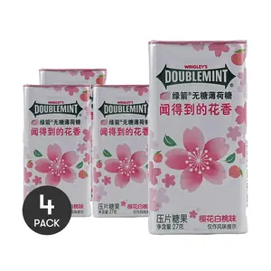 4Packs DOUBLEMINT Sugar-free Floral Mint Candy, Cherry Blossom and White Peach Flavor, 0.95 oz/Pack