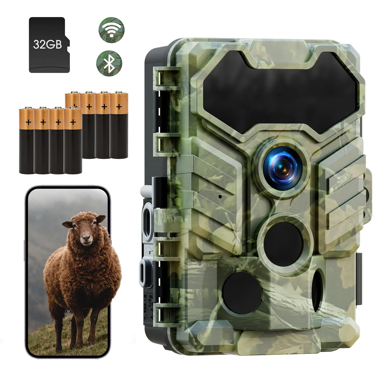 2 Pack VOOPEAK Trail Cameras WiFi Bluetooth, Low Glow IR Night Vision Game Camera with 32MP 0.1s Trigger Speed 130° Wide-Angle, IP66 Waterproof Trail Cam for Wildlife Monitoring and Security