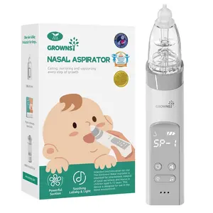 Grownsy Nasal Aspirator for Baby, Electric Nose Aspirator for Toddler, Baby Nose Sucker, Automatic Nose Cleaner with 3 Silicone Tips, Adjustable Suction Level, Music and Light Soothing Function