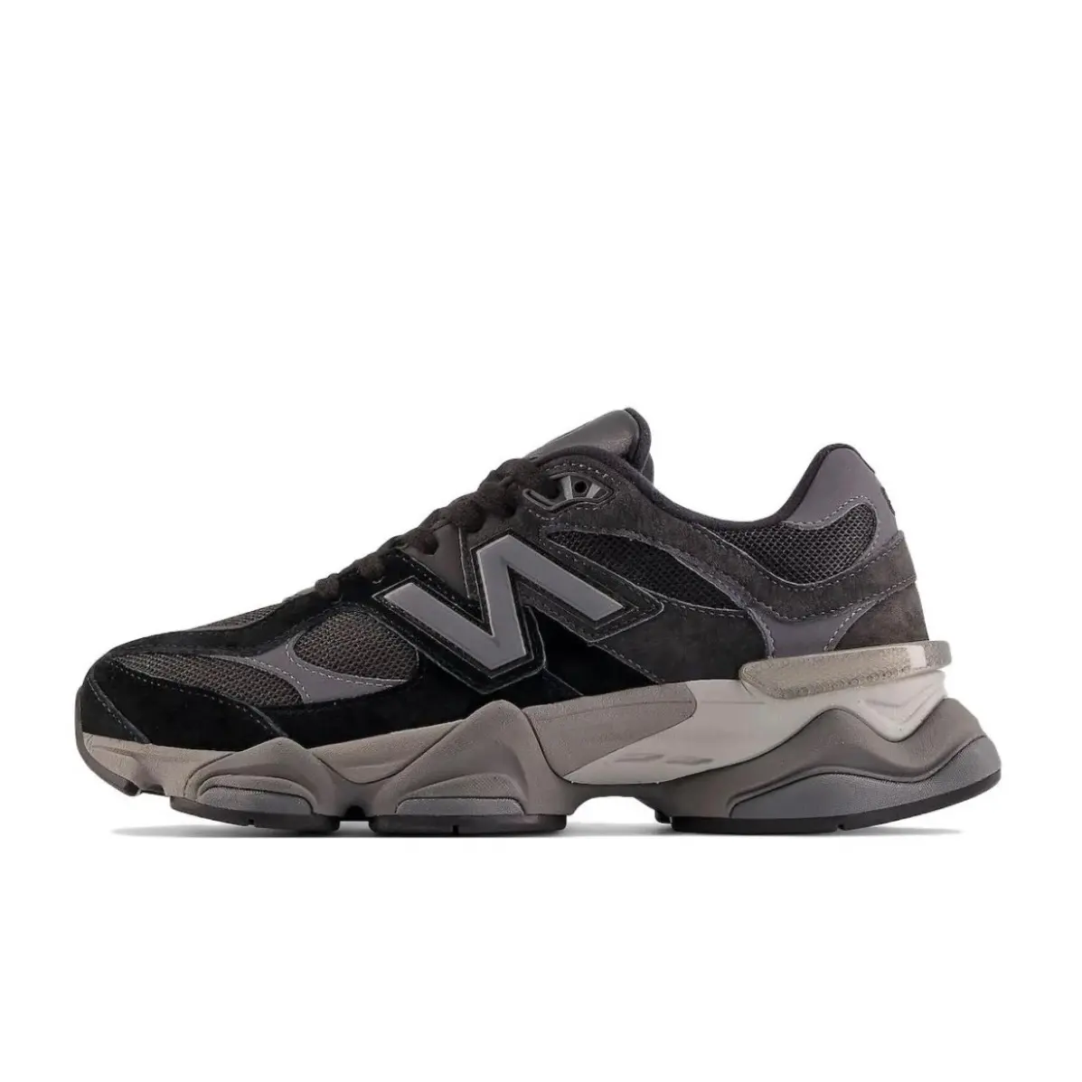 NEW BALANCE 9060 'Black Castlerock Grey' Men's Suede & Mesh Sneakers - Active Cushion, Oversize Midsole, Soft Suede Touch, Layered Design, Athletic Casual Sneakers for Street Style, Mensfashion
