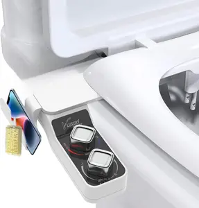 Bidet Attachment, Non-Electric Cold Hot Water Bidet Toilet Seat Attachment withPressure Controls, Retractable Self-Cleaning Dual Nozzles for Frontal & Rear Wash Bathroom Switch Modern