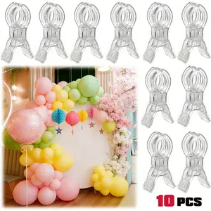 10pcs 3.5 Inch Transparent Plastic Spring Clamps with Clamp Base and Handle, Multipurpose Balloon Arch Clips, Sturdy Craft Clamps for Parties, Woodworking, Photography