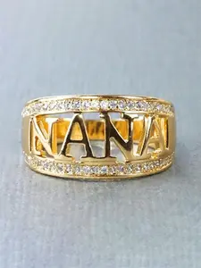 Fashion Hollow Out Letter Design Rhinestone Decorated Ring, Alphabet Design Ring, Statement Ring, Fashion Jewelry for Party, Daily Clothing Decor, Trendy All-match & Exquisite Jewelry for Birthday Gift