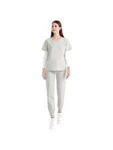 2Pcs Stretchy Scrubs Set for Women – Womenswear Short Sleeve Doctor Workwear, Soft & Breathable Surgical Uniform for Hospital & Medical Use